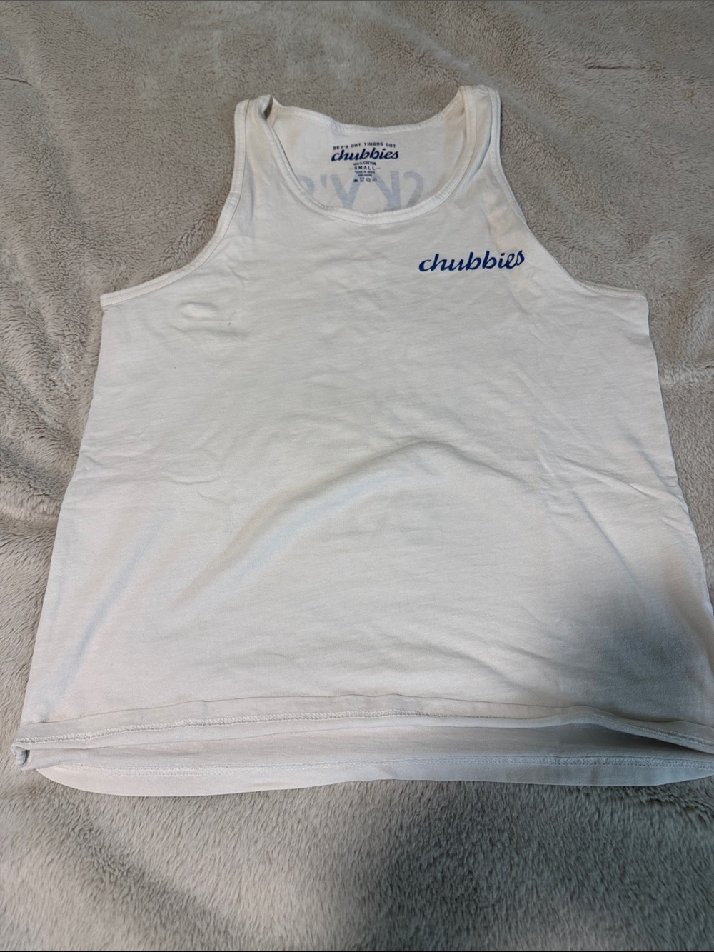 Chubbies “Skys out thighs out” White Tank